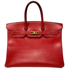 Hermes Red Birkin 35 Bag