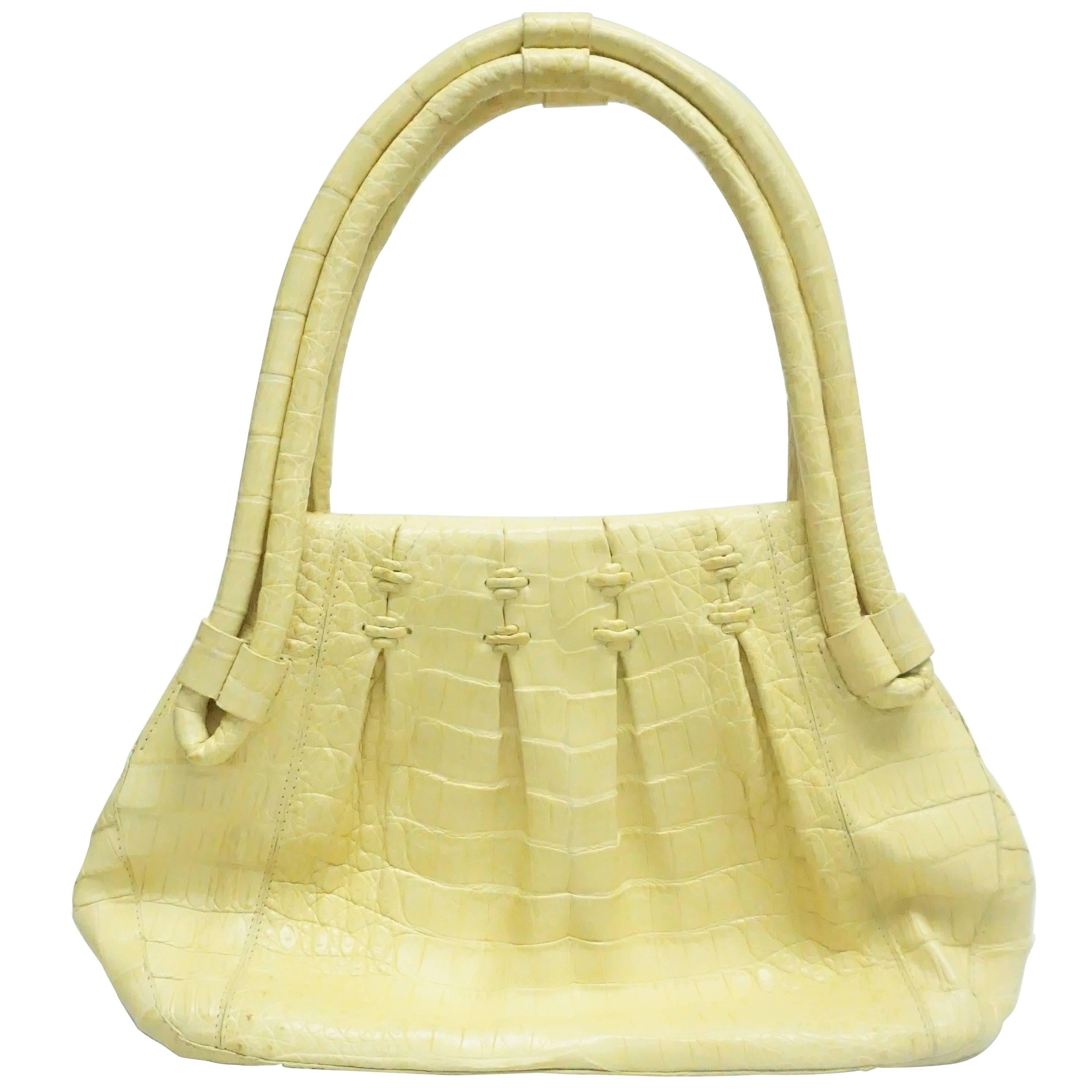 Nancy Gonzalez Yellow Crocodile Shoulder Handbag