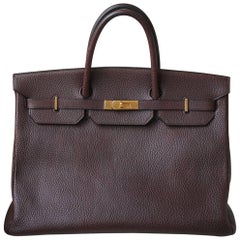 Vintage Hermès 40cm Chocolate Togo Leather Gold H/W Birkin Bag