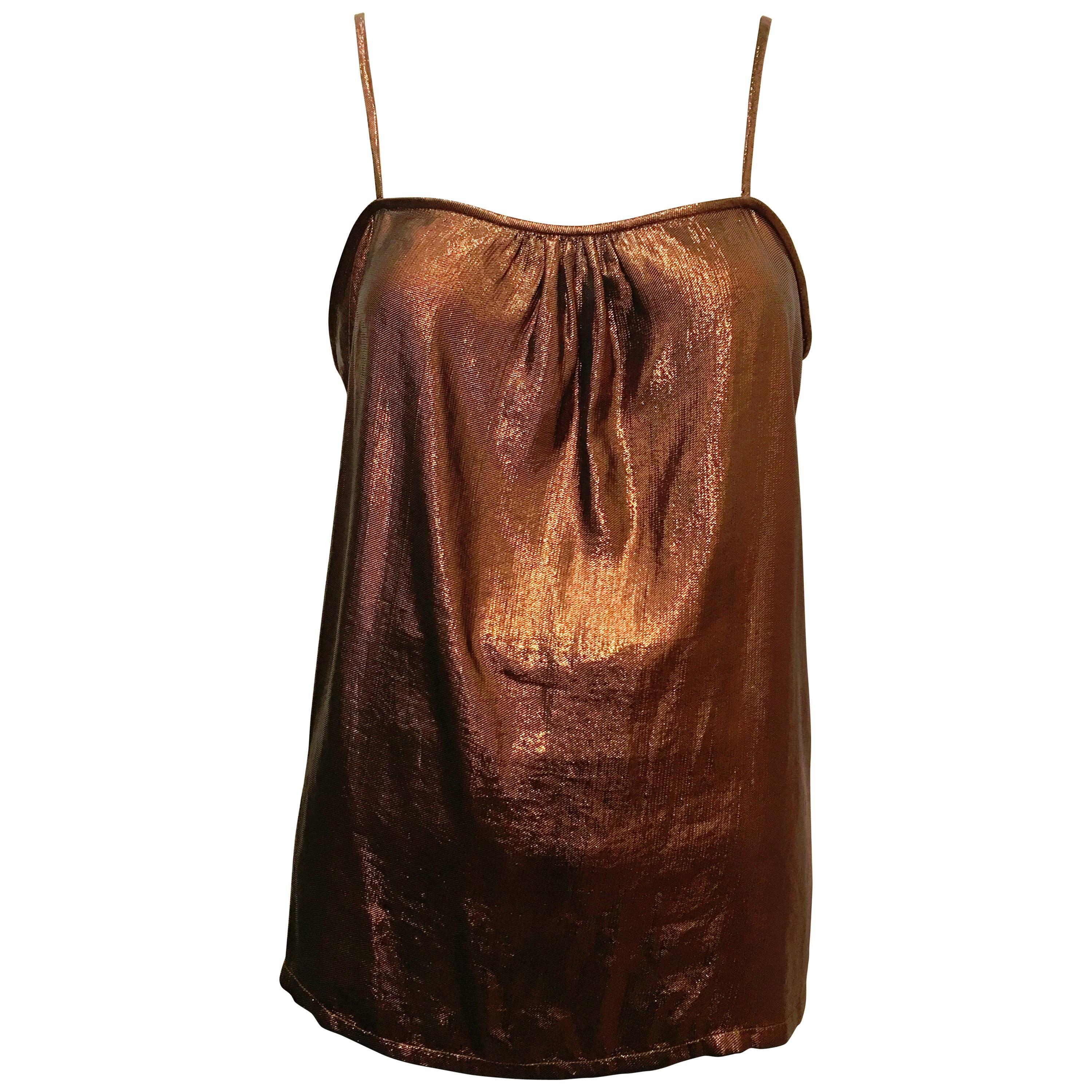 1980s Umi Collections by Anne Crimmins Metallic Bronze Tank Top For Sale