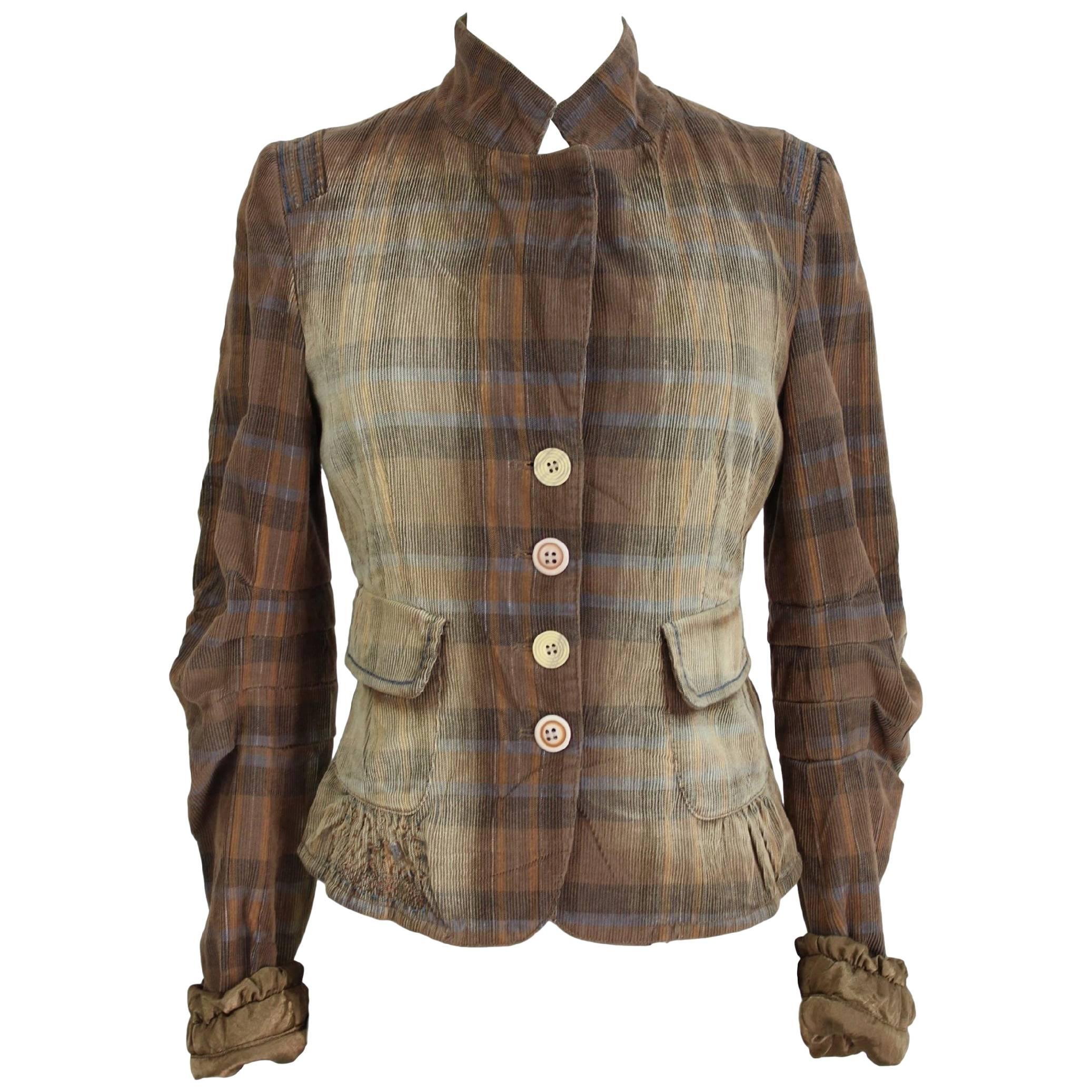Marithe Francois Girbaud Blazer Brown Cotton Jacket, 1990s For Sale