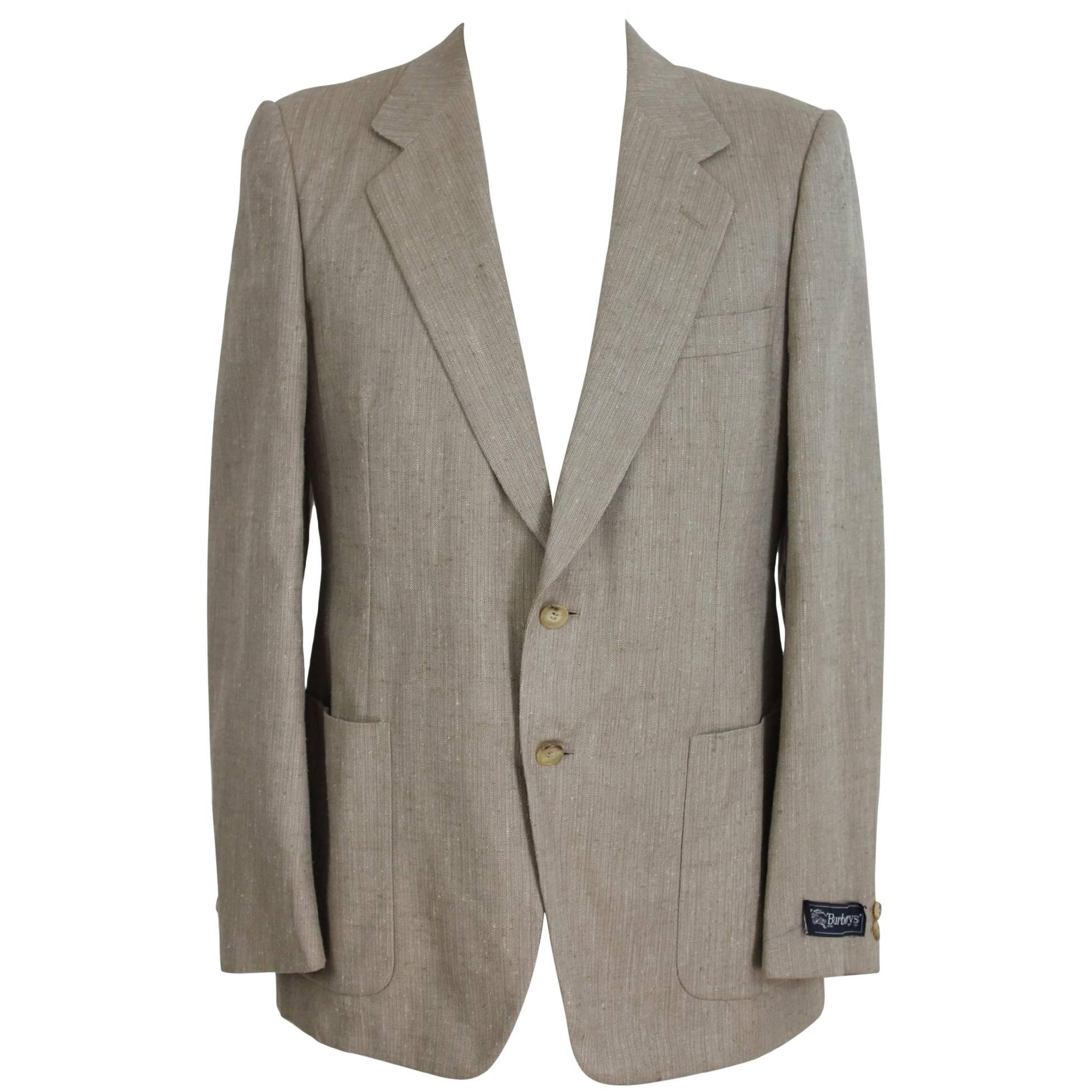 Burberry Prorsum Blazer Beige Vintage Wool  Silk Jacket, 1980s For Sale