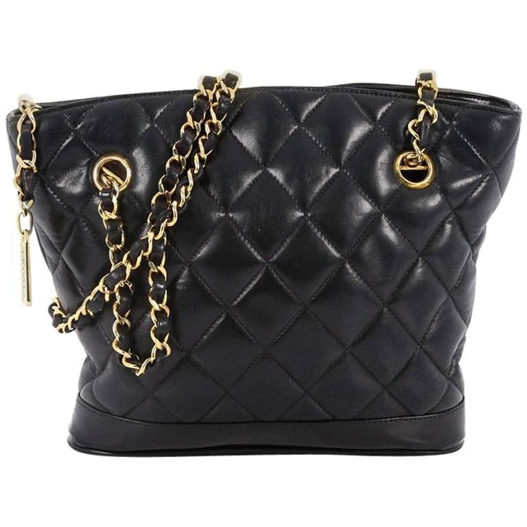 Chanel Vintage Fan Tote Quilted Lambskin Small at 1stDibs