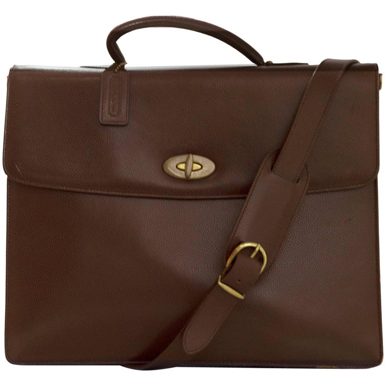 Coach Brown Leather Briefcase Bag w/ Strap For Sale at 1stDibs brown