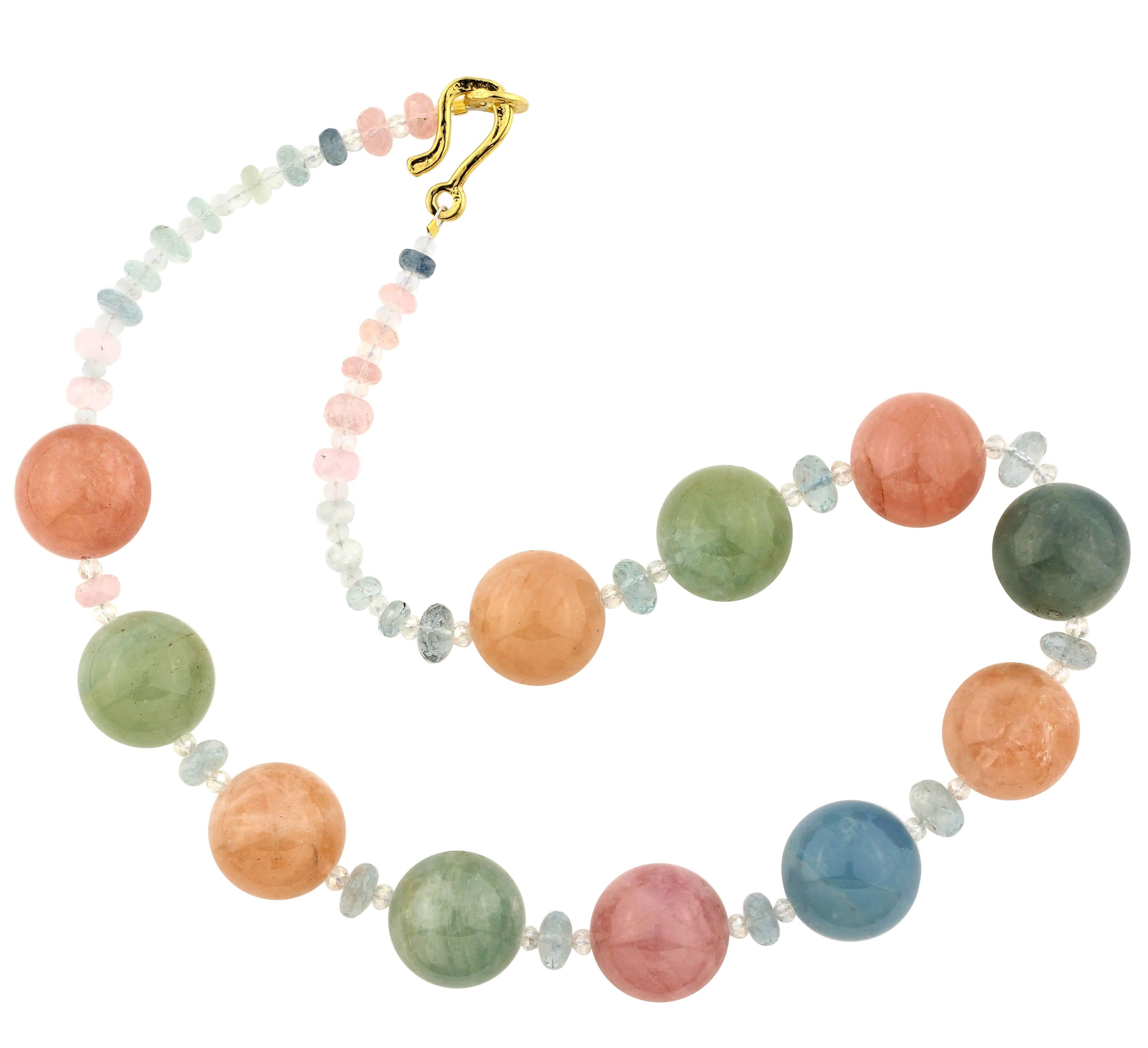 Gemjunky "Candy Color" Natural Beryl, Morganite & Aquamarine 20" Necklace