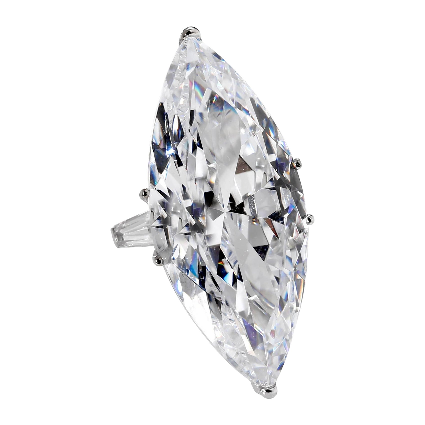 The Jackie O Faux CZ Lesotho 40 Carat Marquise Diamond Ring Copy by Clive Kandel For Sale