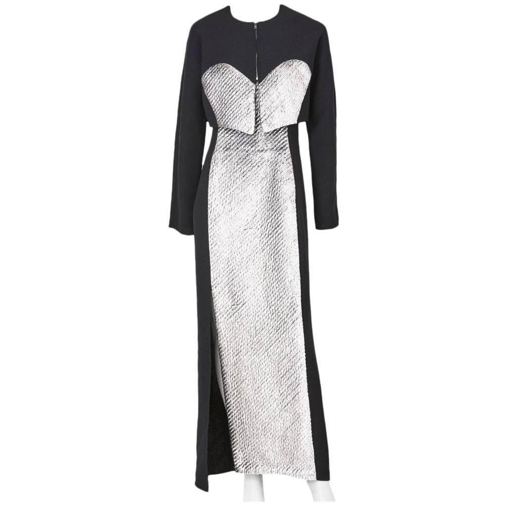 Geoffrey Beene Wool Crepe with Panne Velvet Gown and Bolero