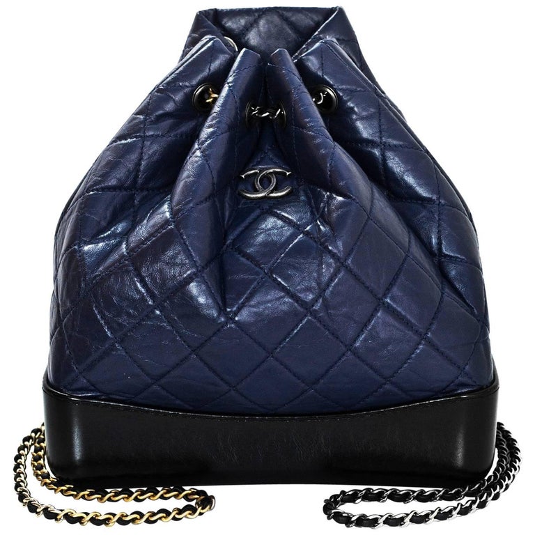 Chanel Beige/Black Aged Quilted Leather Small Gabrielle Backpack Chanel