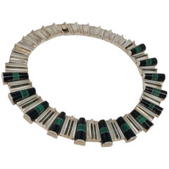Antique 1930s Art Deco Agate and Onyx Choker