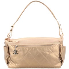 Chanel Biarritz Hobo Quilted Coated Canvas Large