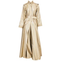 Geoffrey Beene Gold Lame Evening Trench and Pant Ensemble