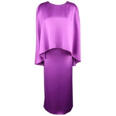 OSCAR DE LA RENTA Size S Orchid Purple Silk Cape Kaftan Dress