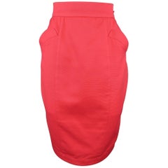 Vintage THIERY MUGLER Size 8 Coral Pink Cotton Canvas Pencil Skirt