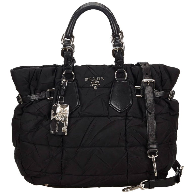 Prada Black Gathered Nylon 2 Way Bag For At 1stdibs Prada Black Gathered Nylon 2 Way Bag For