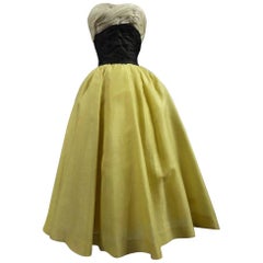 Vintage A French Organza Couture Evening Dress Circa 1955