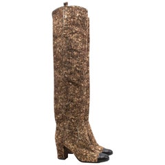 Chanel Pony Hair Over the Knee Boots 