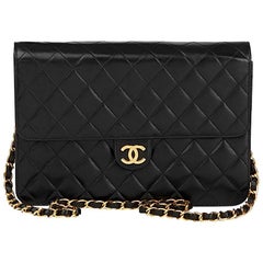 1997 Chanel Black Quilted Lambskin Vintage Medium Classic Single Flap Bag