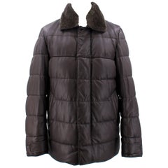 Loro Piana Reindeer Fur Collar Quilted Leather Jacket US 6
