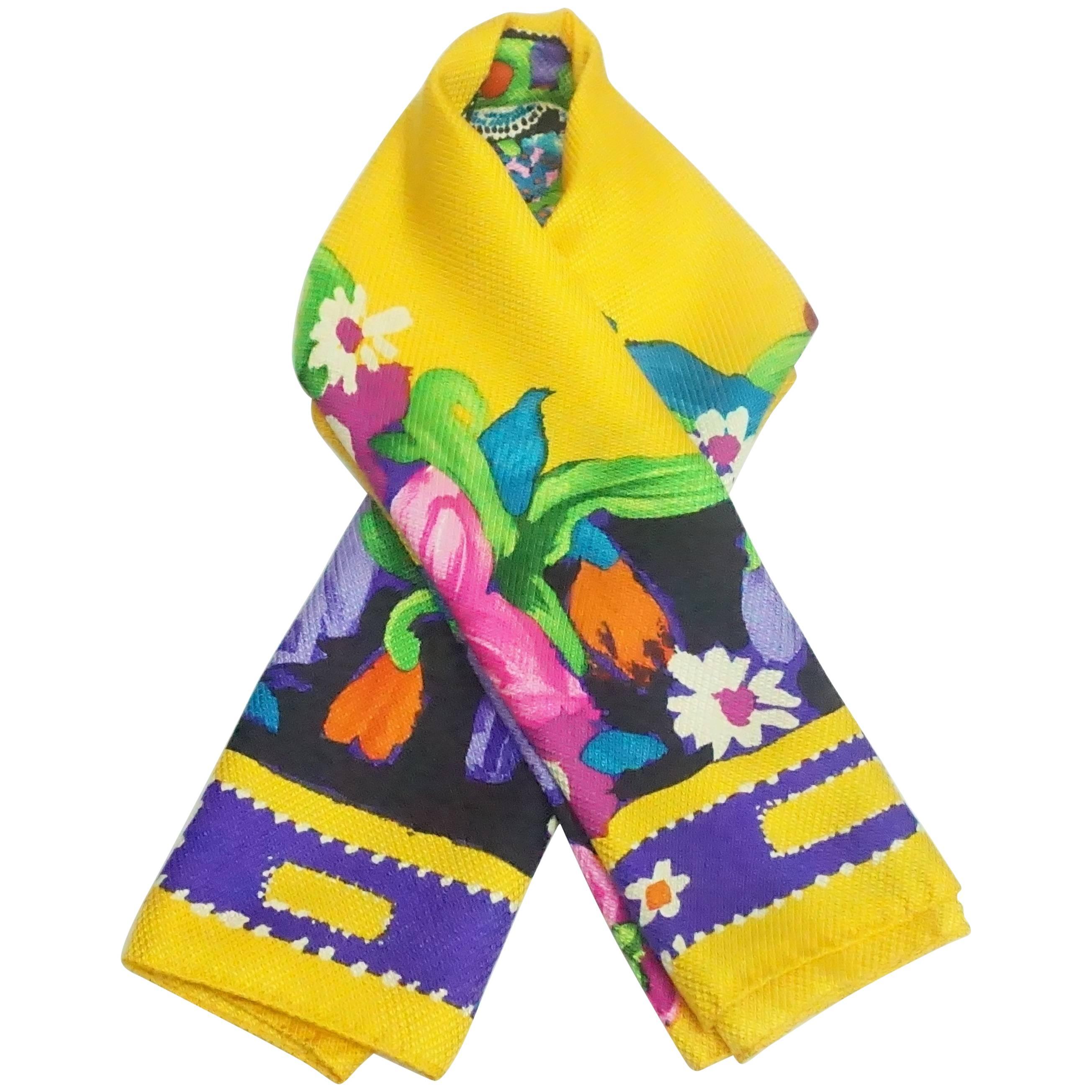 Emanuel Ungaro Multi Floral Print Textured Silk Scarf