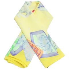 Leonard Yellow and Multicolor Elephant Circus Silk Print Scarf