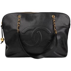 1996 Chanel Black Caviar Vintage Jumbo Timeless Shoulder Bag 