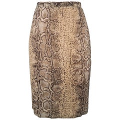 DOLCE & GABBANA Size 6 Beige Snake Print Silk Chiffon Pencil Skirt