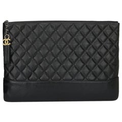 CHANEL Black Calfskin Large O Case-Pouch 2017