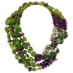 Iradj Moini Peridot Amethyst and Crystals Necklace