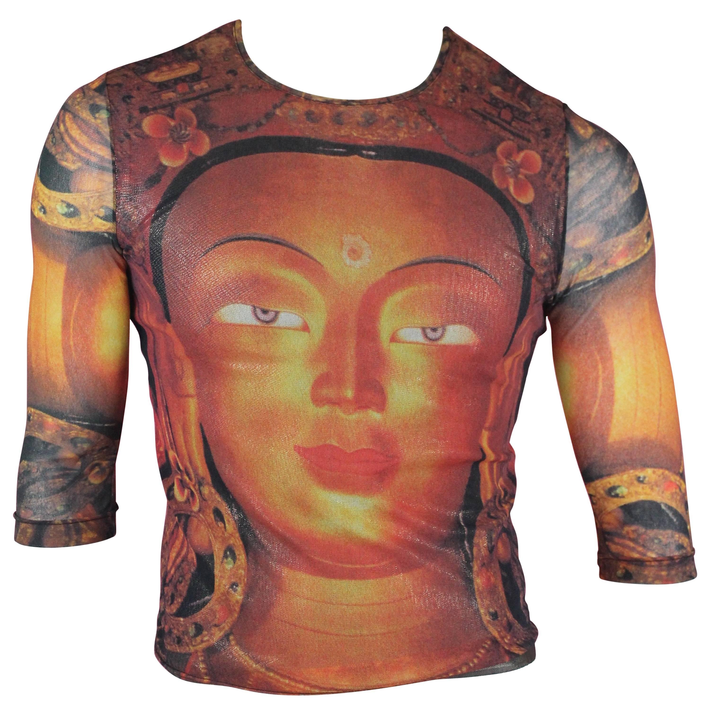 Vivienne Tam Orange Buddha Print Shirt Size S