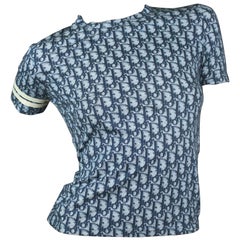 Christian Dior Blue Monogrammed Globetrotter T-shirt Size US 4