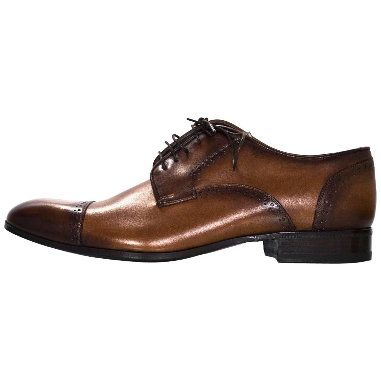 Lanvin Men's Brown Leather Oxford Shoes Sz 8 NIB
