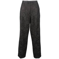 RICHARD TYLER COUTURE - Pantalon de robe à rayures avec superposition de dentelle noire, taille 10