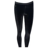 Chanel Black Velvet Crystal Logo CC Footed Leggings Pants with Coco Chanel