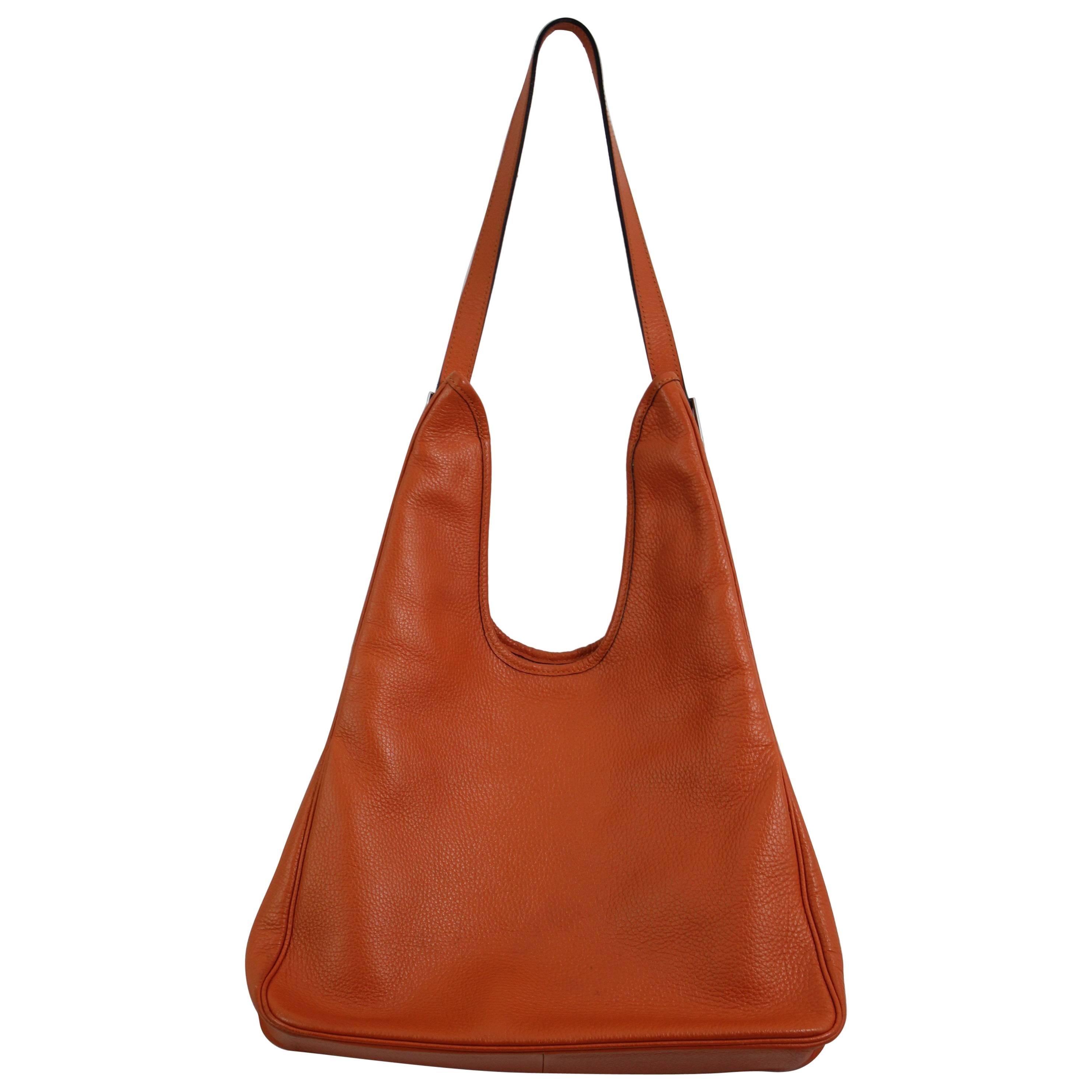 Hermes Orange Leather Massai MM Bag For Sale