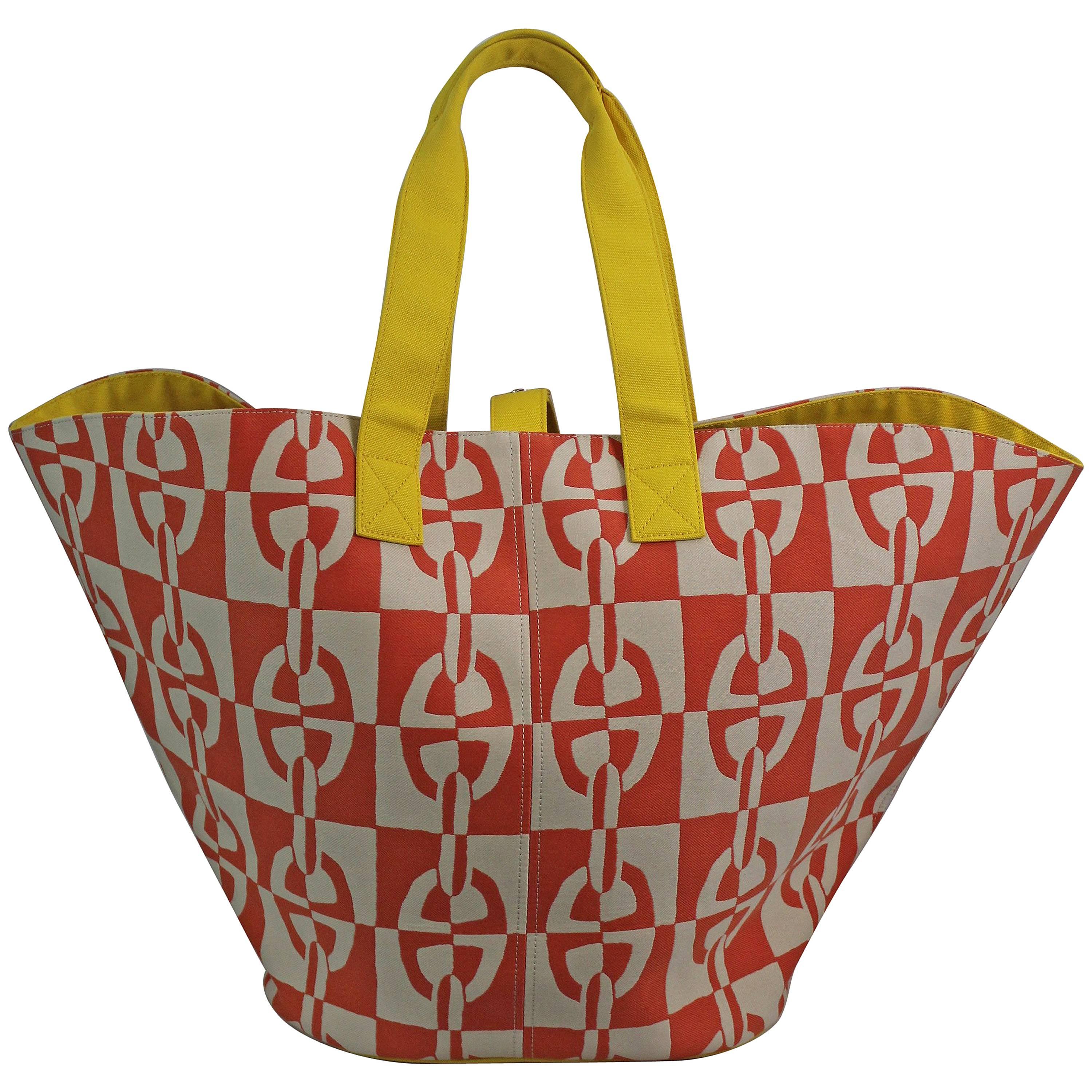 Hermes Oange  Chaine d'ancre XL Beach Tote Bag For Sale