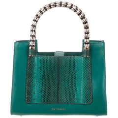 Blvgari NEW Teal Leather Gold Metal Evening Top Handle Kelly Style Satchel Bag