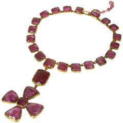 Chanel Byzantine Maltese Cross Ruby Necklace