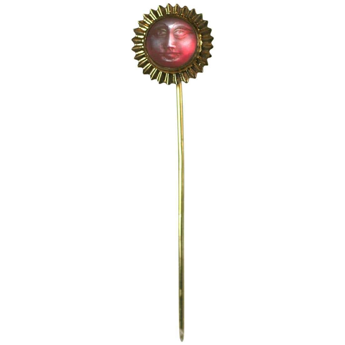 Rare Moonstone Man in the Sun Stickpin For Sale at 1stDibs