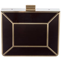 Salvatore Ferragamo NEW Black Gold 2 in 1 Clutch Evening Box Shoulder Bag