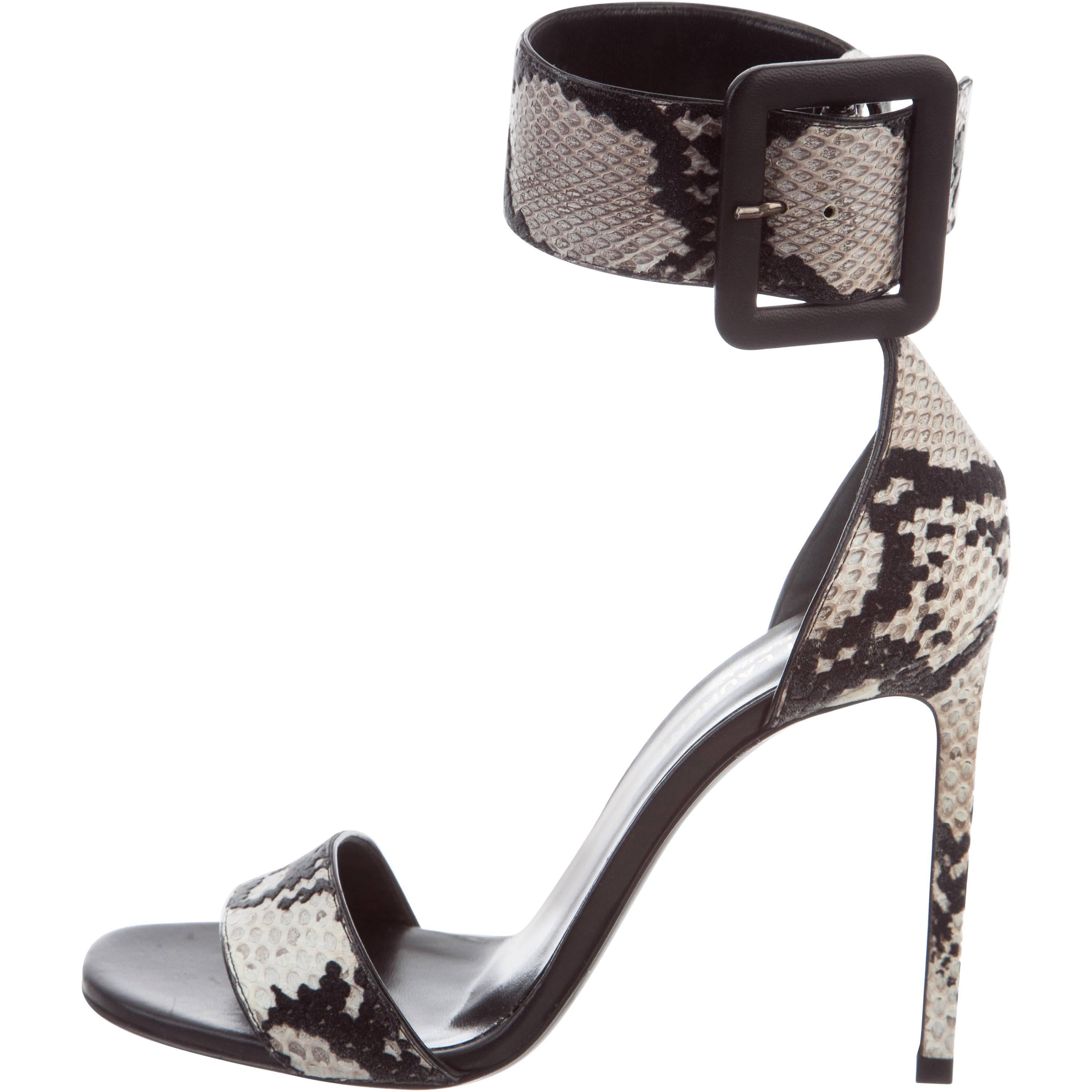 Givenchy NEW Black White Snakeskin Leather Gladiator Ankle Sandals Heels in Box