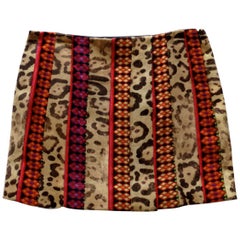 2000s John Galliano Leopard Embroidered Super Mini Skirt