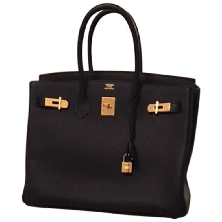 Hermes 35 Togo leather in black with Gold Hardware Birkin Bag 