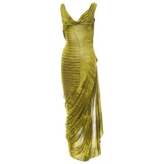 John Galliano Rare Alligator Print Green Bias Cut Vintage Backless ...