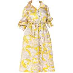 1960s Quilted Printed Coat Dress