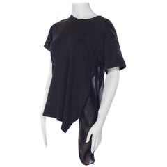 1990S MOSCHINO Camiseta negra de algodón con espalda de gasa transparente
