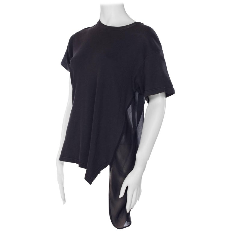 1990S MOSCHINO Black Cotton T-Shirt With Sheer Chiffon Back For Sale at ...