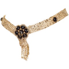 All Crystal Belt with Faux Star Sapphire Cabochons, 1960s