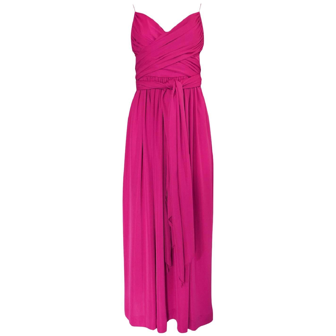 1970s Marita by Anthony Muto Pink Wrapped Jersey Halter Dress