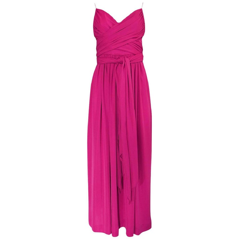 1970s Marita by Anthony Muto Pink Wrapped Jersey Halter Dress at 1stDibs