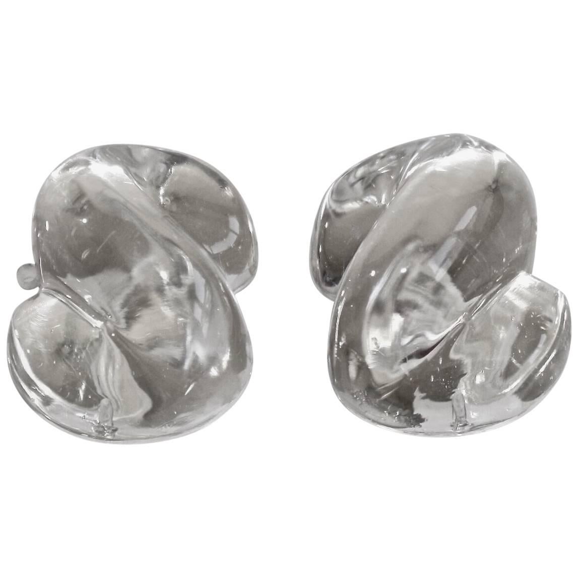 Patricia Von Musulin Lucite and Sterling Silver S Clip Earrings